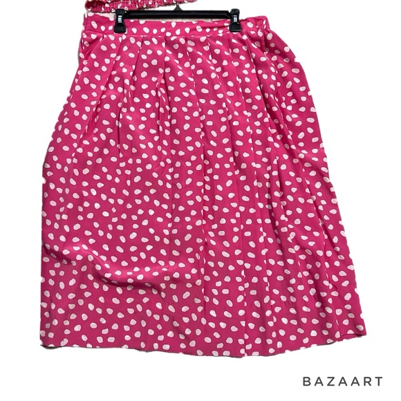 Vintage Lindsey Blake Pink & White Polka Dot 2 Piece Skirt & Blouse Set - Picture 4 of 7